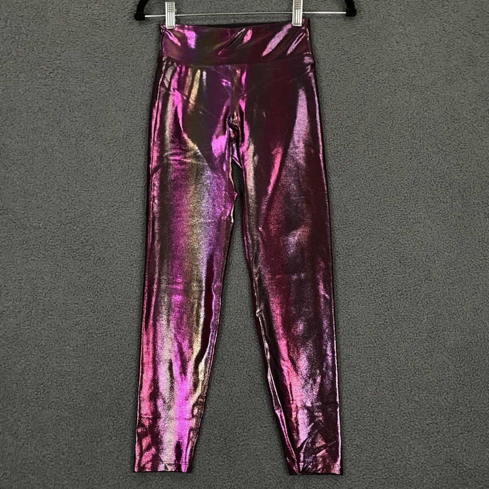 Heroine Sport Leggings size Small Pink Crop Capri Mid Rise Sparkle Shiny NWOT